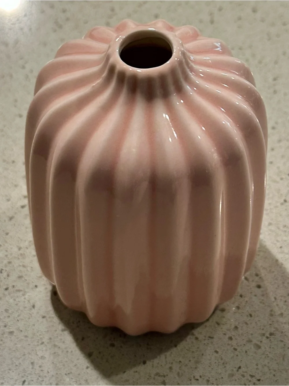 Pink Ceramic Ribbed Bud Vase - Unbranded